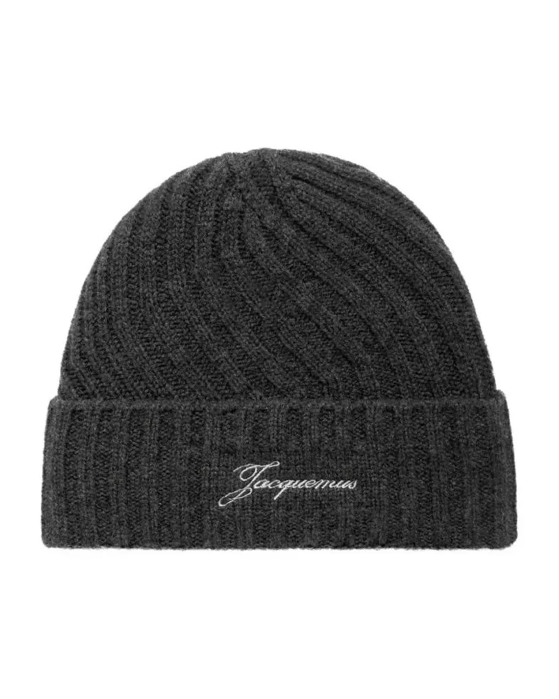 Jacquemus Caps & Mützen Ribbed Cashmere And Wool Beanie Hat schwarz Schwarz