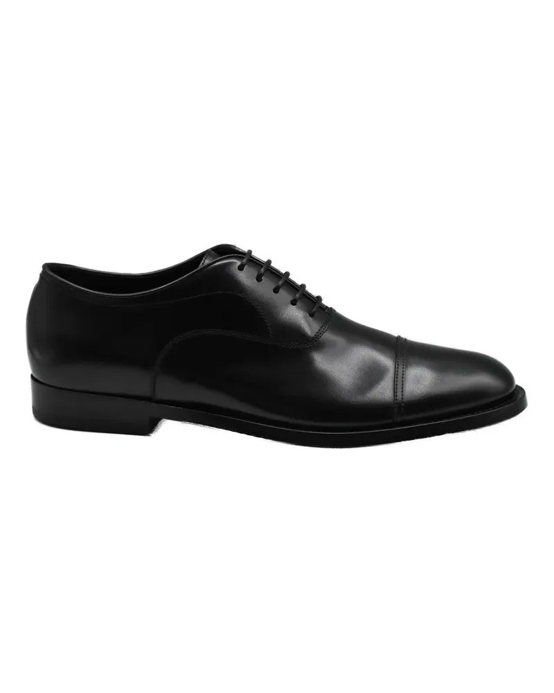 Pantanetti Polished Black Lace-Up Shoes With Low-Profile Heel schwarz Schwarz