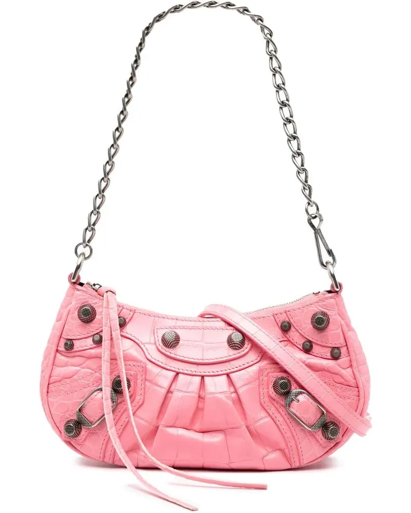 Balenciaga Hobo Bags Mini Embossed Leather Motocross Le Cagole rosa Gold