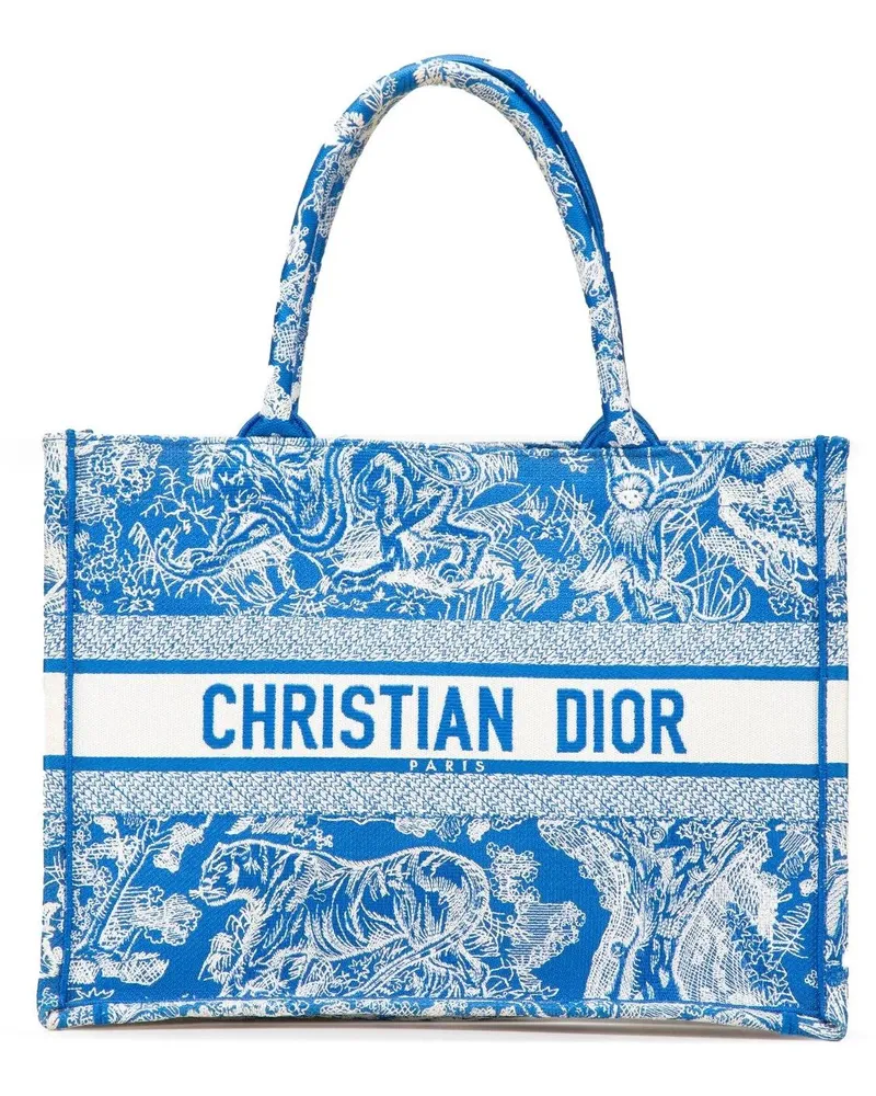 Dior Shopper Medium Canvas Embroidered Dioriviera Toile De Jouy blau Blau