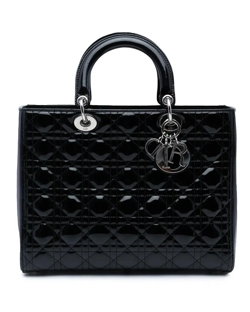 Dior Hobo Bags Large Patent Cannage Lady Dior schwarz Schwarz