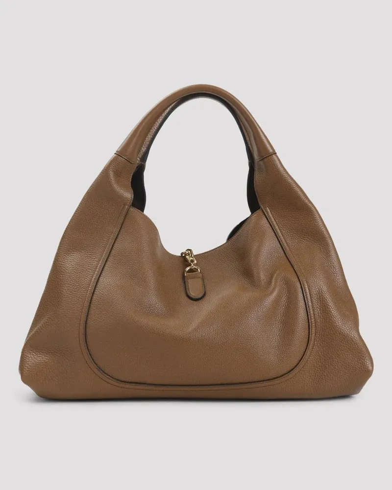 Gucci Hobo Bags Softbit Brown Grained Calf Leather Shoulder Bag braun Braun