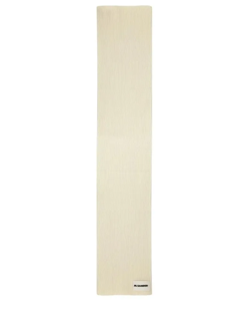 Jil Sander Tücher & Schals Ribbed Wool Scarf With Subtle Logo Detail beige Beige