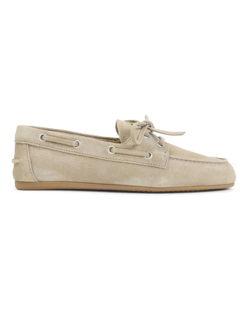 Miu Miu Ecru Suede Calf Leather Loafers beige Beige
