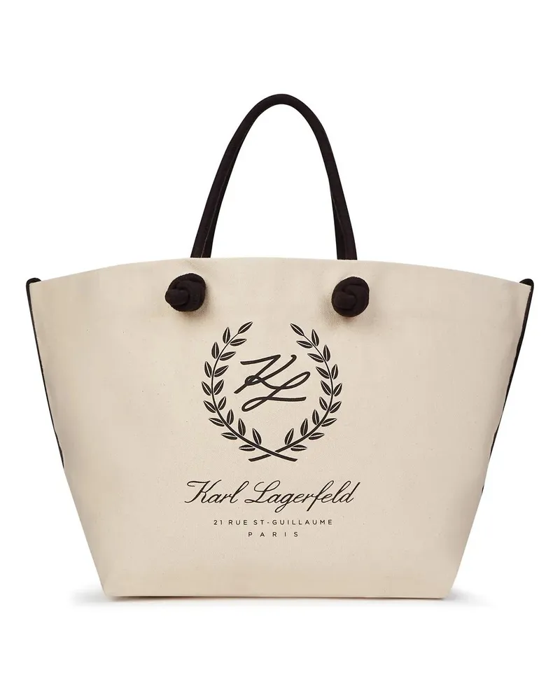 Karl Lagerfeld Shopper Hotel Karl Strandtasche mit Wappen beige Beige