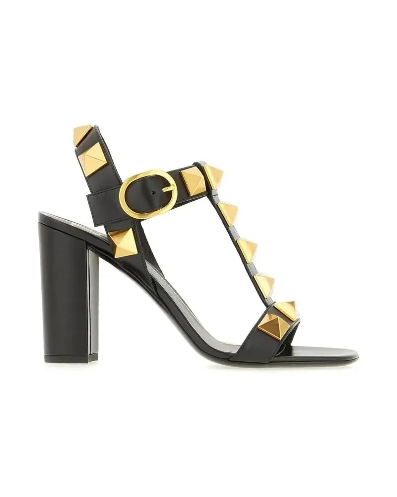 Valentino Garavani Sandalen Roman Stud Sandals With Decorative Gold-Tone Studs schwarz Schwarz