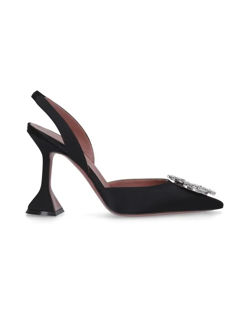 Amina Muaddi Hohe Schuhe Begum 95 Satin Slingback Pumps schwarz Schwarz