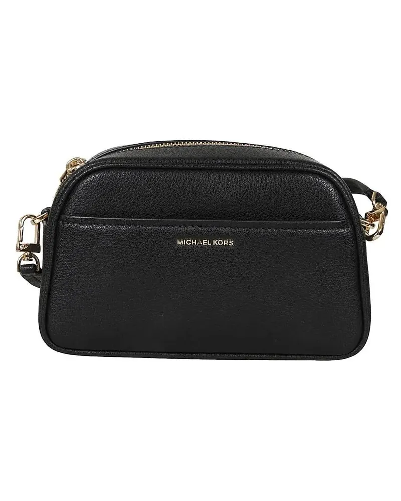 Michael Kors Hobo Bags Rectangular Black Hammered Leather Shoulder Bag schwarz Schwarz