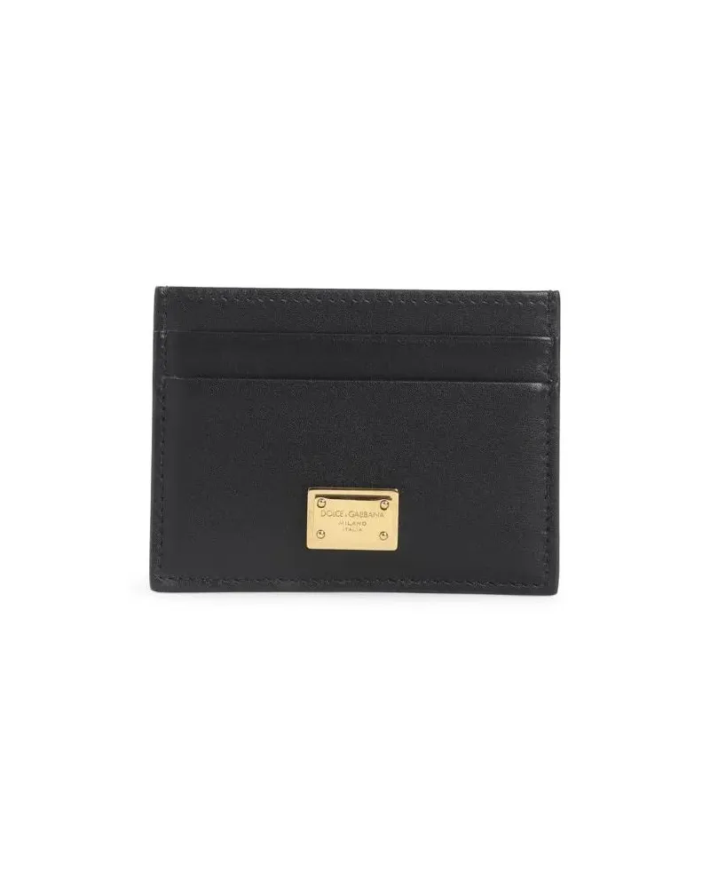 Dolce & Gabbana Portemonnaie Black Calf Leather Credit Card Holder schwarz Schwarz