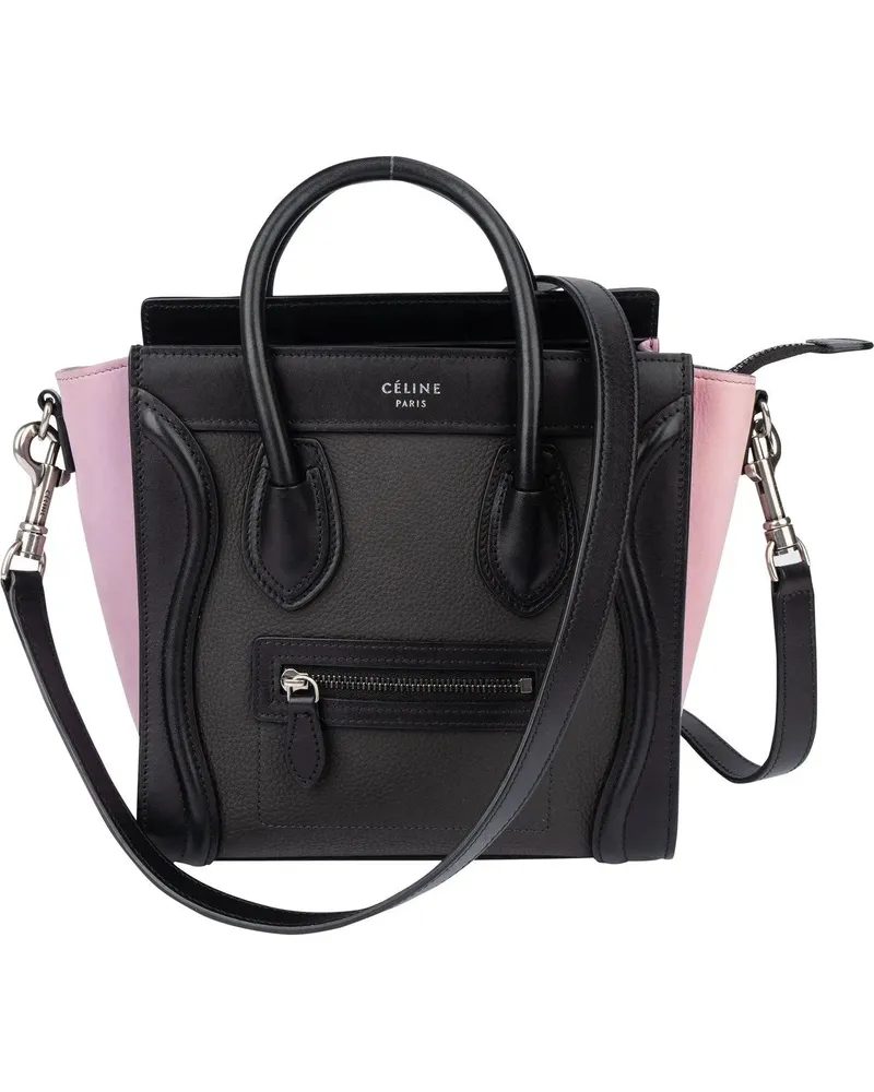 Celine Crossbody Bags  Tricolor Leather Luggage Handbag schwarz Schwarz