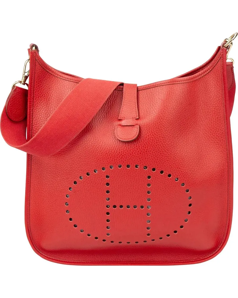 Hermès Crossbody Bags Hermes Rouge Clemence Leather Evelyne GM Crossbody rot Rot
