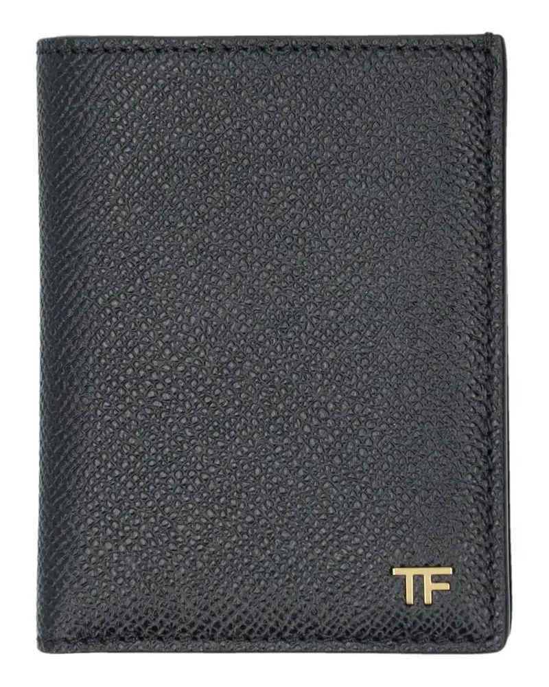 Tom Ford Portemonnaies Small Grain Leather Folding Cardholder schwarz Schwarz
