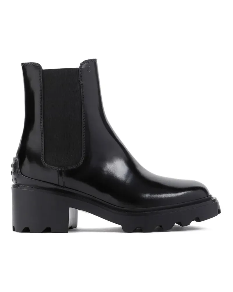 TOD'S Stiefel Black Leather Boots schwarz Schwarz