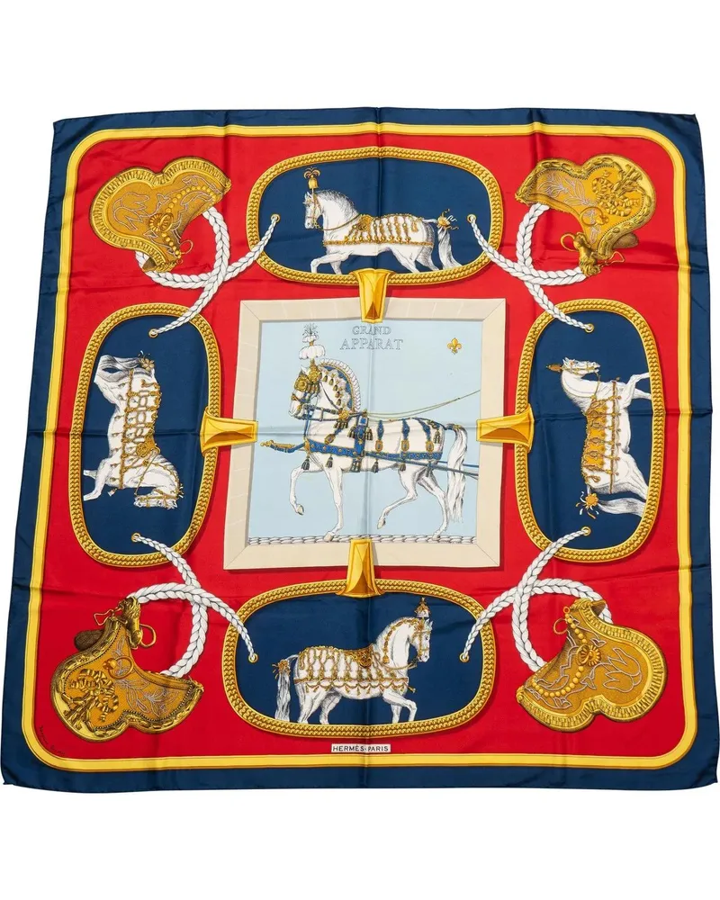 Hermès Tücher & Schals Hermes Classic GRAND APPARAT Silk Carre 90 Scarf T blau Blau