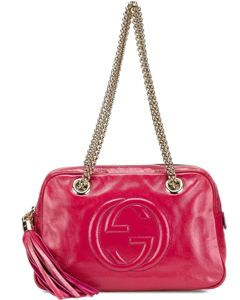 Gucci Hobo Bags 2000-2015 Patent Soho Chain Zip Shoulder Bag rosa Gold