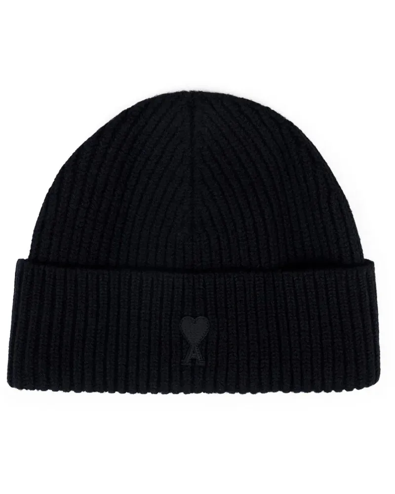 AMI Paris Caps & Mützen AMI DE COEUR BEANIE BLACK/BLACK schwarz Schwarz