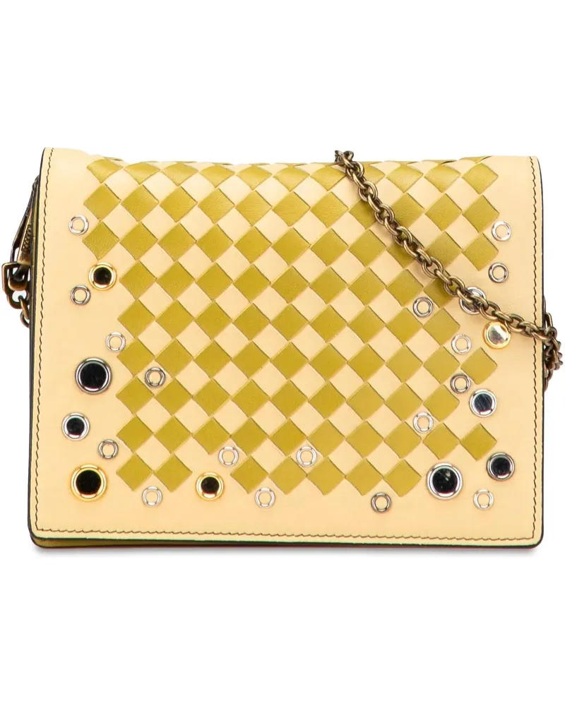 Bottega Veneta Hobo Bags Nappa Intrecciato Studded Wallet on Chain gelb Gelb