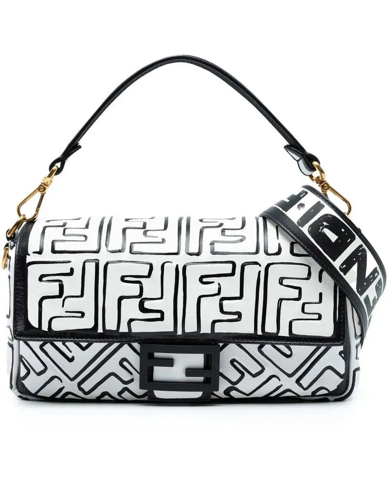 Fendi Hobo Bags Joshua Vides California Sky Medium Embossed Leathe weiß Weiß