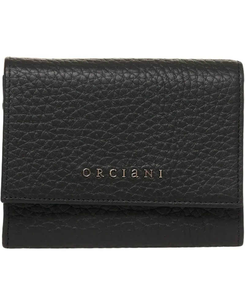 Orciani Portemonnaie Grained leather wallet schwarz Schwarz