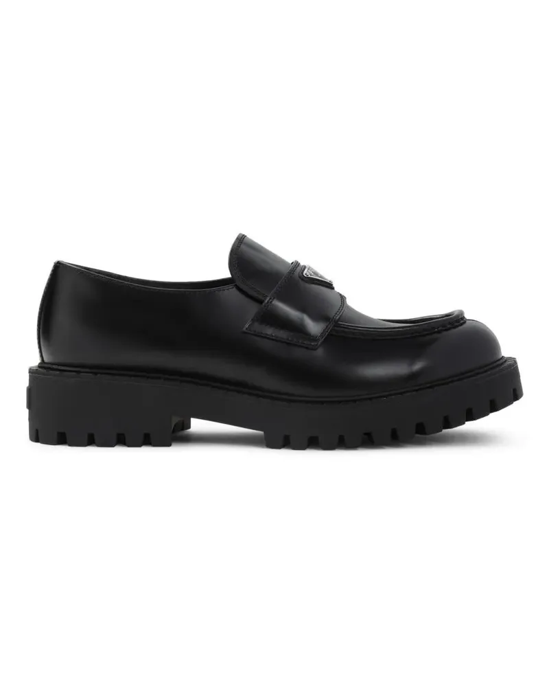 Prada Loafer Polished Calf Leather Loafers With Rubber Sole schwarz Schwarz