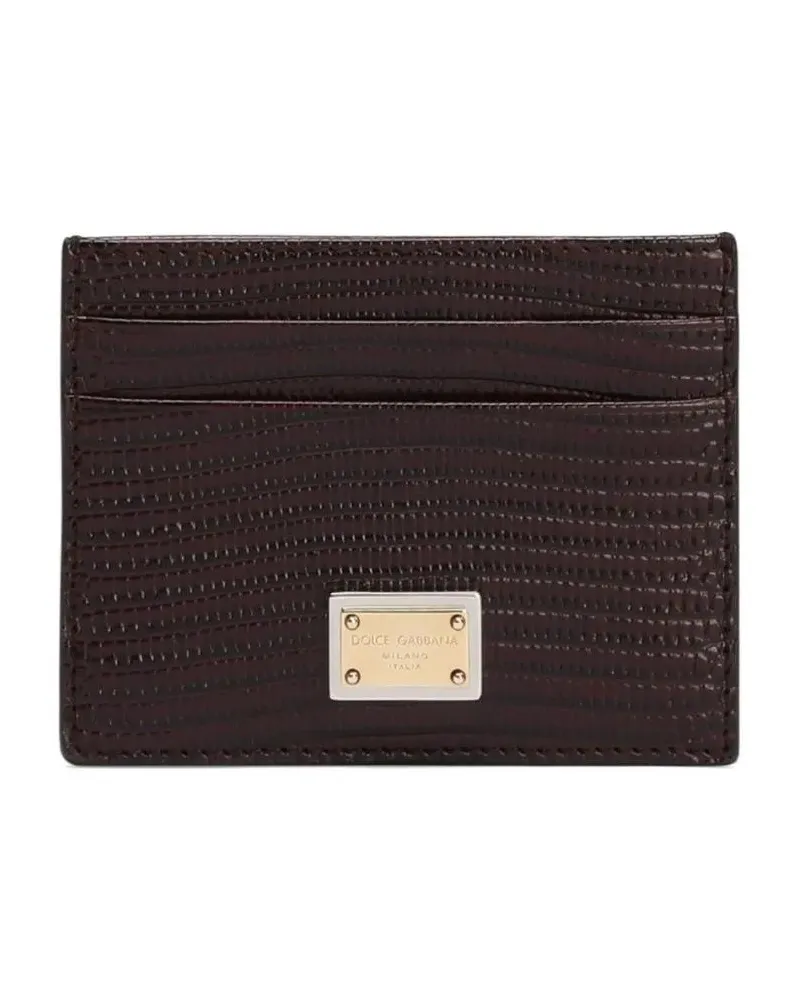 Dolce & Gabbana Clutches Bordeaux Vitello Leather Clutch With Card Slots schwarz Schwarz
