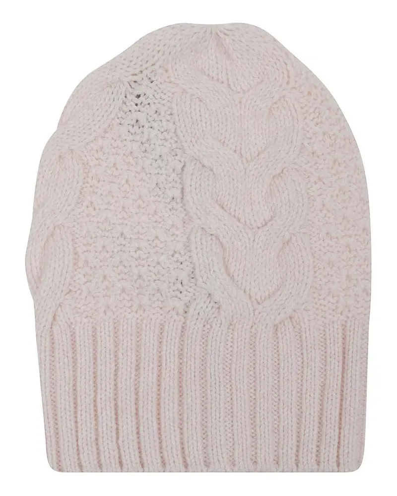 Ermanno Scervino Caps & Mützen Cable Knit Hat With Ribbed Edges beige Beige