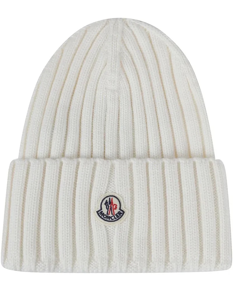 Moncler Caps & Mützen Tricot Beanie White weiß Weiß