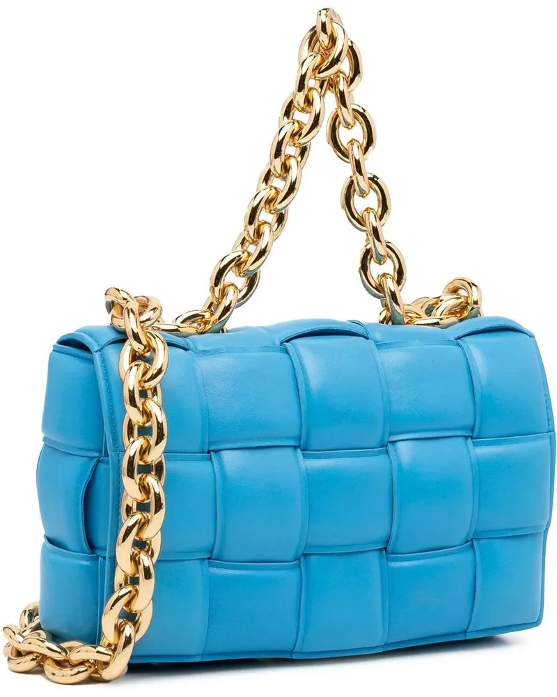 Bottega Veneta Hobo Bags 2012-present Nappa Intrecciato Padded Chain Casset blau Blau