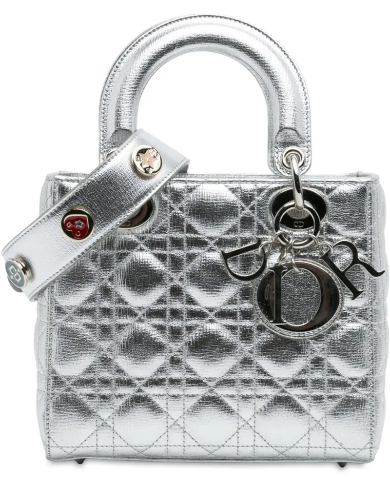 Dior Hobo Bags Small Metallic Grained Calfskin Cannage My ABCDior silberfarben Silber