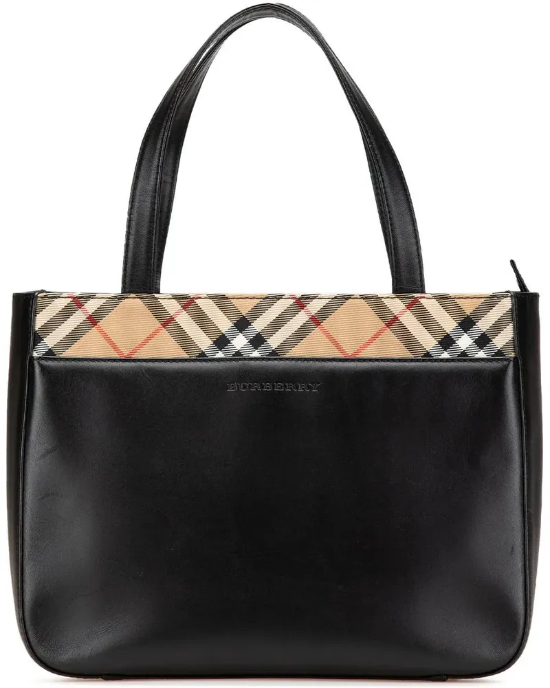 Burberry Crossbody Bags Nova Check Trimmed Leather Handbag schwarz Schwarz
