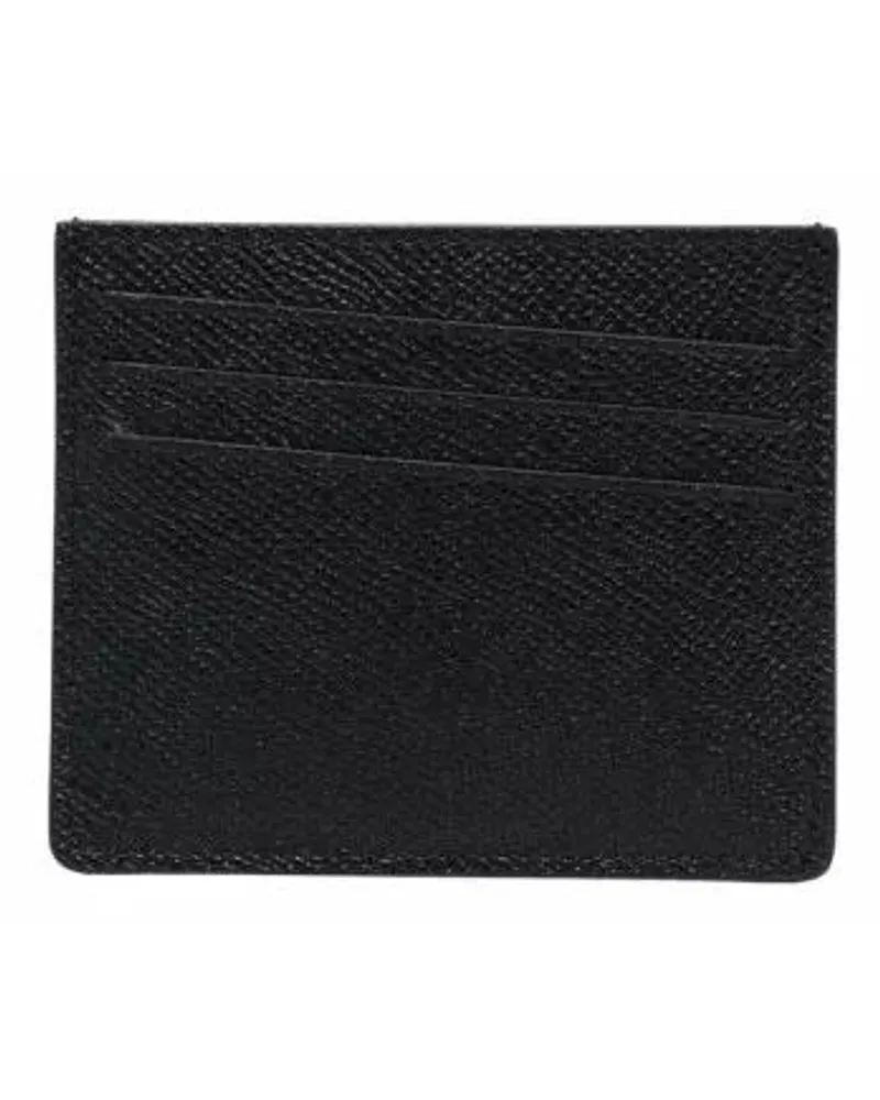 Maison Margiela Portemonnaies Black Four-Stitch Logo Cardholder Schwarz