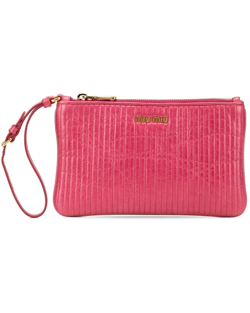 Miu Miu Clutches Matelasse Lambskin Leather Clutch rosa Gold