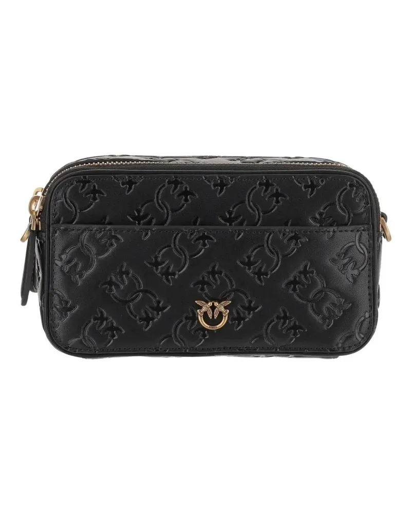 Pinko Hobo Bags Monogram Leather Shoulder Bag schwarz Schwarz