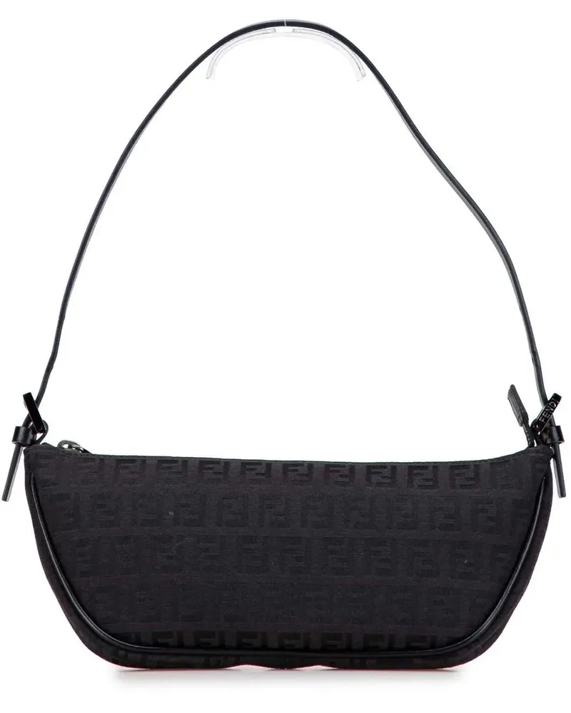 Fendi Hobo Bags Zucchino Canvas Pochette schwarz Schwarz