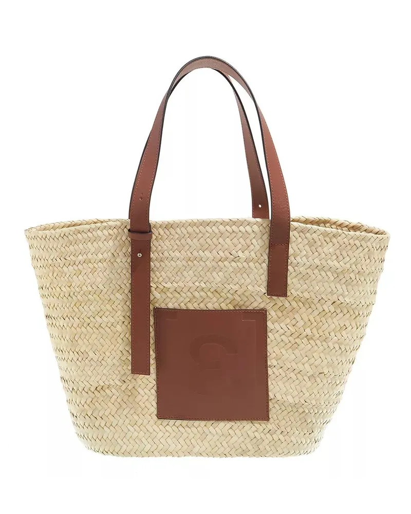 Espadrij Shopper Palmbasket Embossed beige Beige