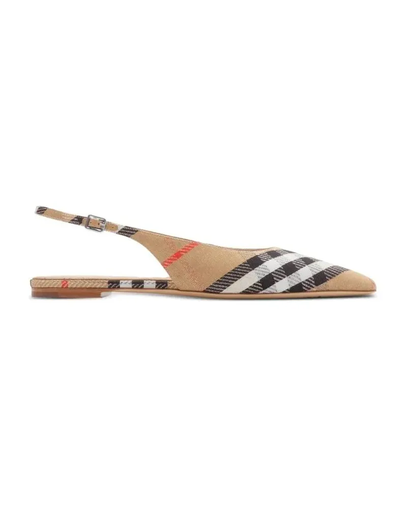 Burberry Check Birdie Slingback Ballerina Flats beige Beige