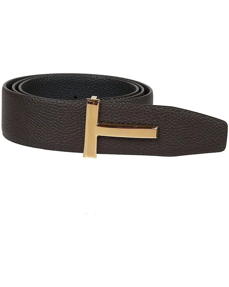 Tom Ford Gürtel Reversible Icon T-buckle Belt Brown braun Braun