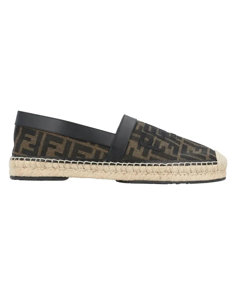 Fendi Espadrilles With Jacquard Ff Motif And Leather Acc braun Braun
