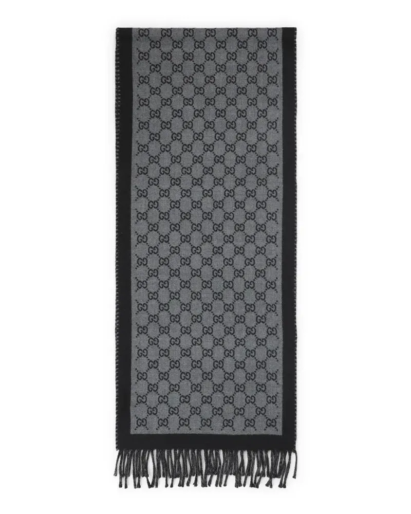 Gucci Tücher & Schals Rectangular Black And Grey Gg Jacquard Wool Scarf grau Grau