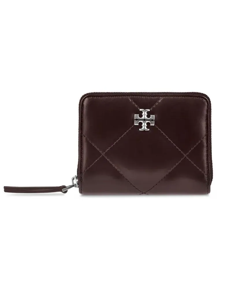 Tory Burch Portemonnaie Kira Diamond Quilt Distressed Small Zip Around Wal schwarz Schwarz