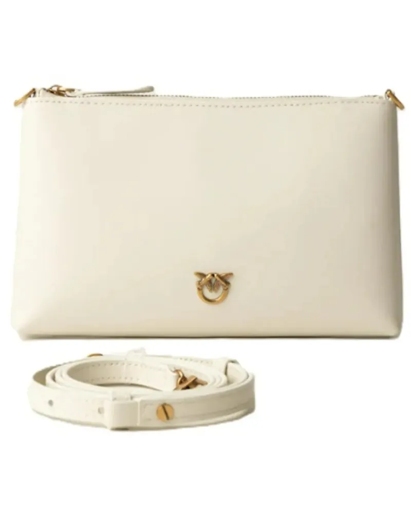 Pinko Hobo Bags Rectangular Calfskin Shoulder Bag weiß Weiß