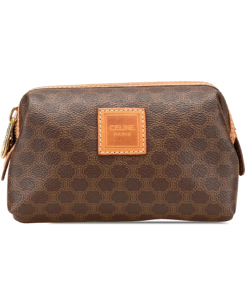 Celine Kosmetiktaschen Macadam Coated Canvas Pouch braun Braun
