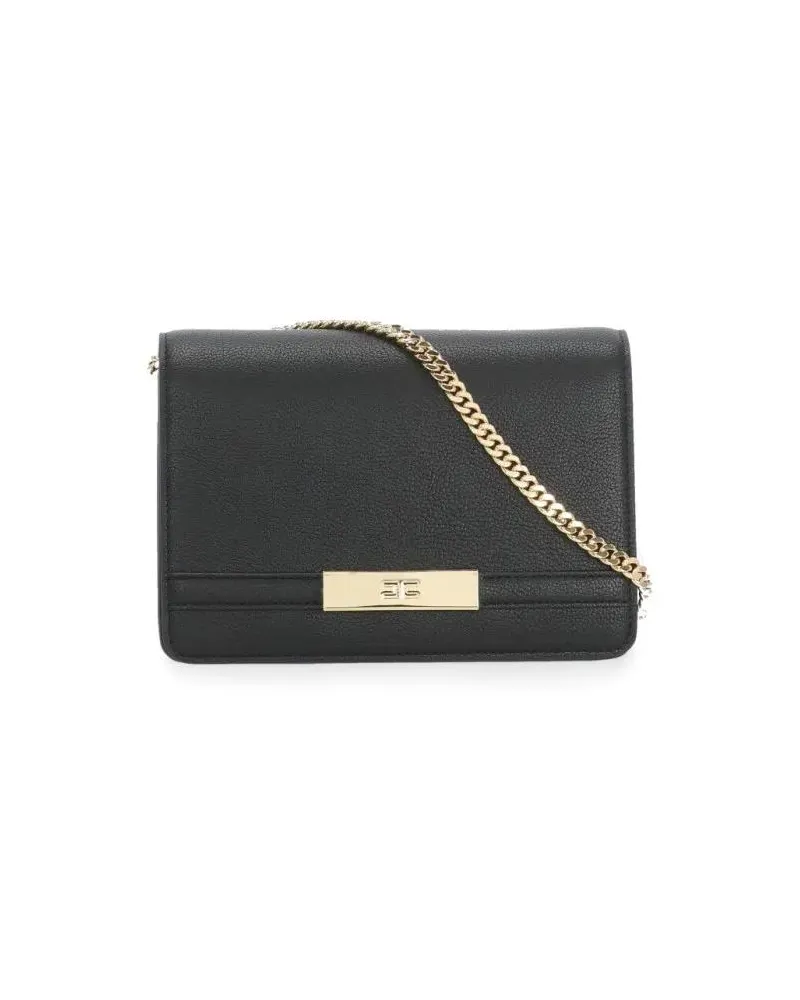 Elisabetta Franchi Hobo Bags Pebbled Texture Shoulder Bag schwarz Schwarz