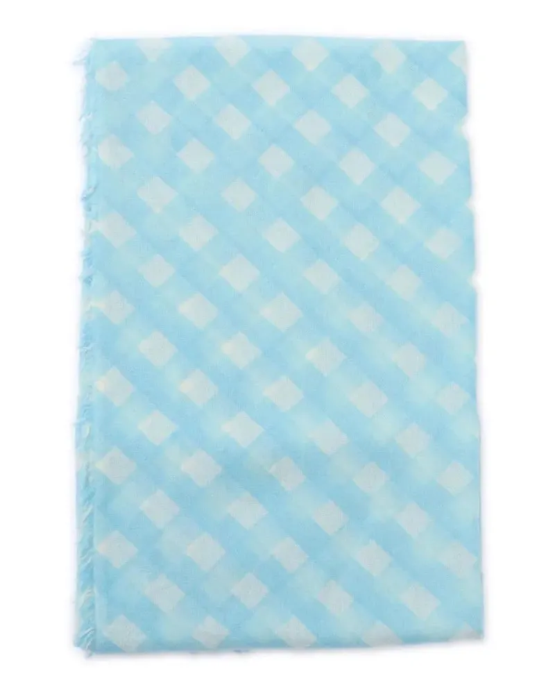 Faliero Sarti Tücher & Schals Diletta Check Cashmere Scarf With Fringed Edges blau Blau