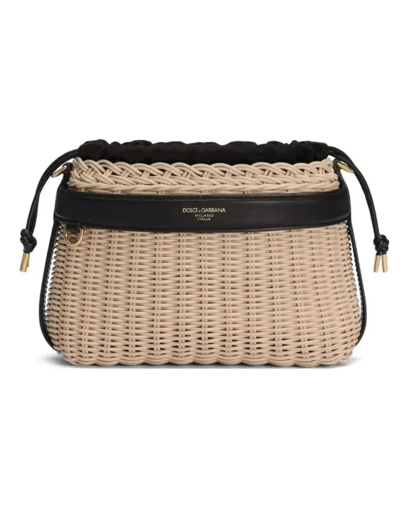 Dolce & Gabbana Hobo Bags Woven Design Bag With Shape And Drawstring Closure beige Beige