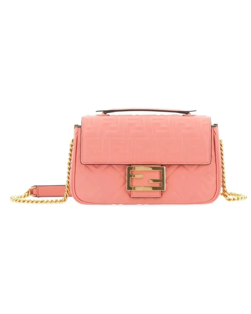 Fendi Hobo Bags Textured Leather Midi Bag With Gold-Tone Chain Str pink Rosa