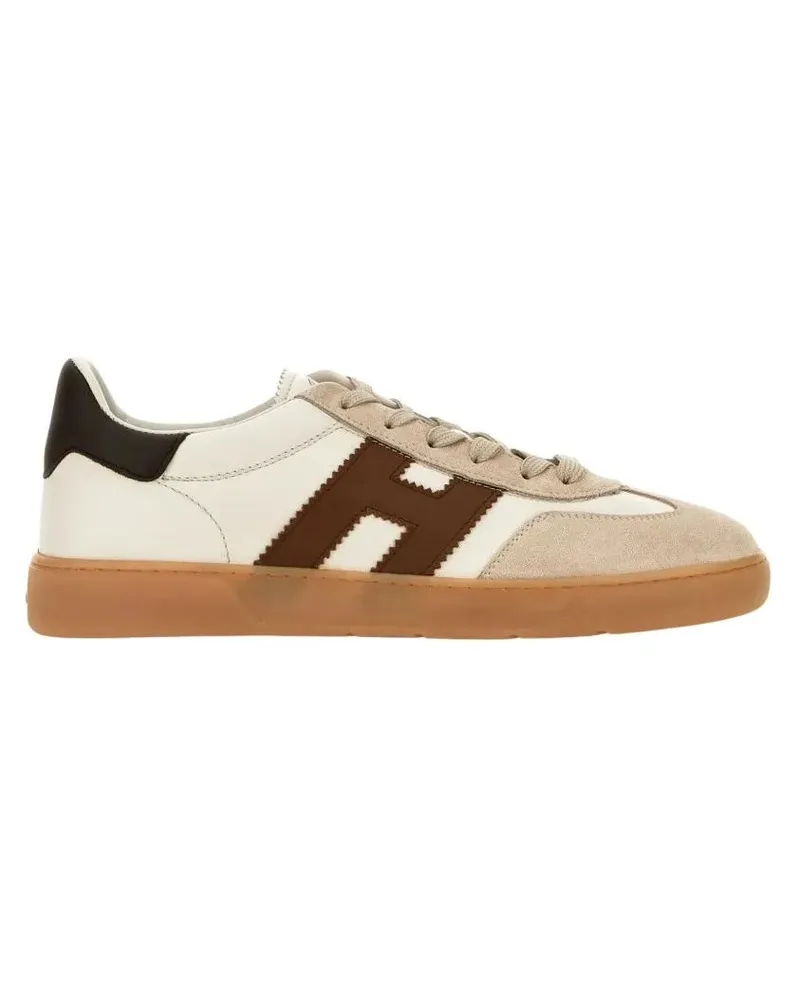 Hogan Low-Top Sneaker Light Beige Leather Sneakers With Appliqué Logo braun Braun