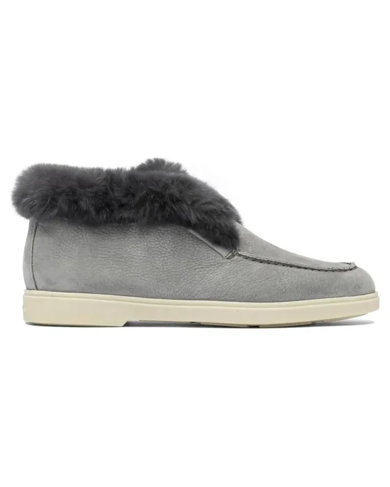 Santoni Stiefel Plush Trim Ankle Boots With Moccasin Toe grau Grau