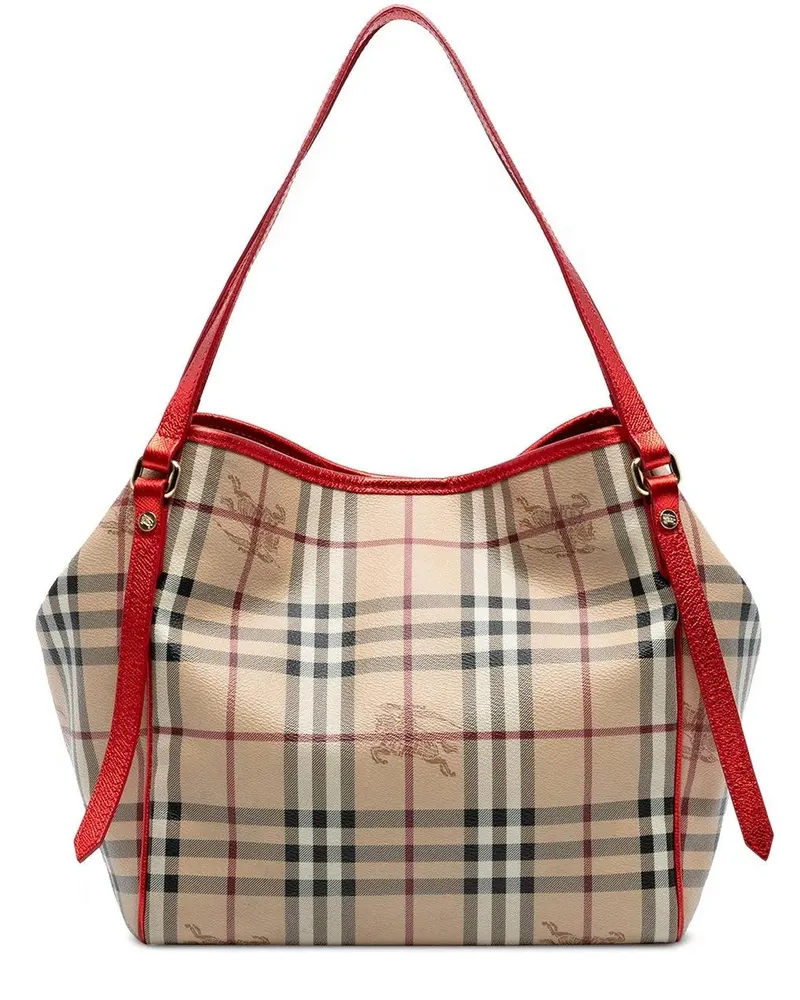 Burberry Shopper Small Haymarket Check Coated Canvas Canterbury Tot braun Braun