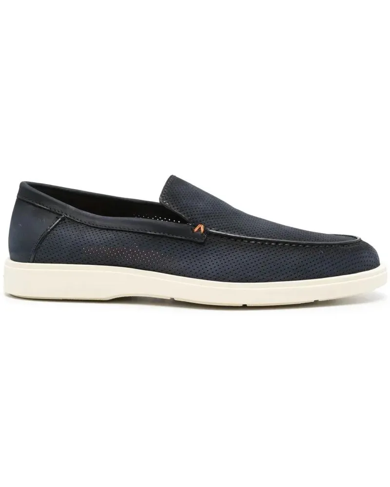 Santoni Loafer Textured Cow Leather Loafers With Rubber Sole blau Blau